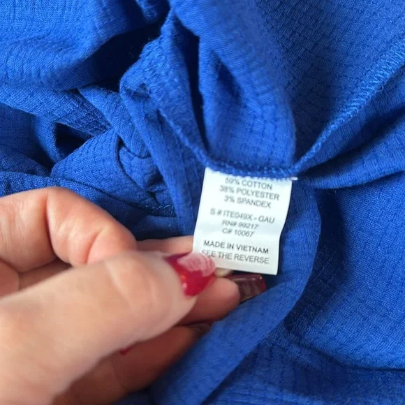 Blue Button-Down Ruffle Top - Picture 5 of 5